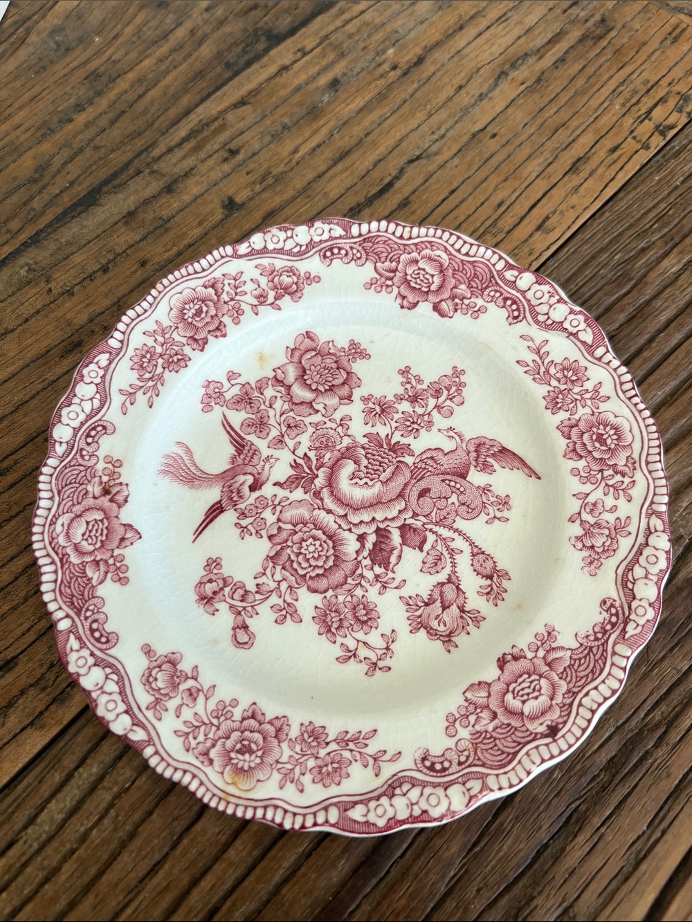 Antique Crown Ducal Bristol Pink 6” Bread Plate